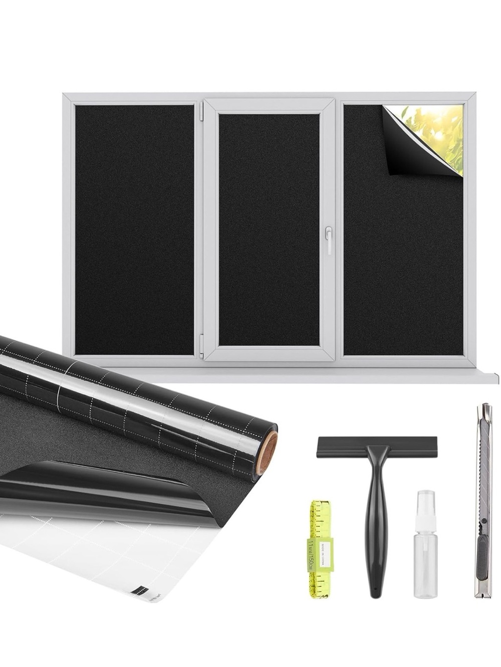 Black Static Cling Window Film Privacy Cover - Unbranded